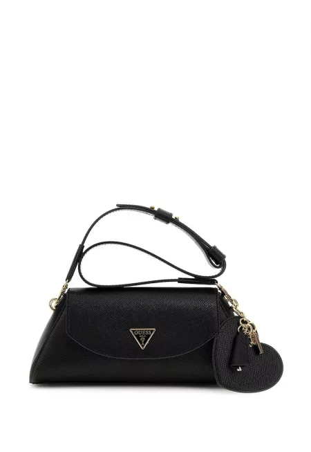 Чанта през рамо от еко кожа с висулки - Черен