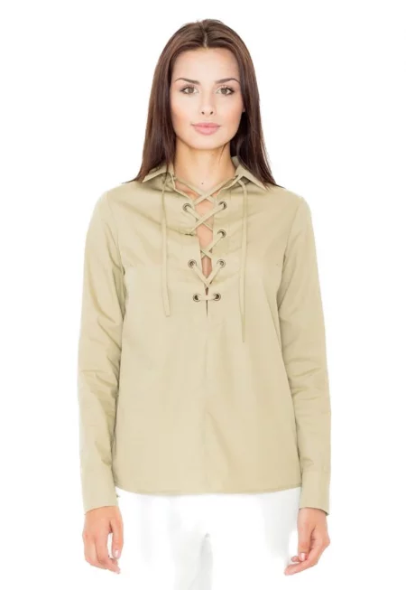 Дамска риза -  Ananna - маслина - Зелен