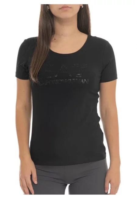 Дамска тениска  TRAIN LOGO SERIES W TEE SS RN FANCY STRASS - Памук - Черна - Черен