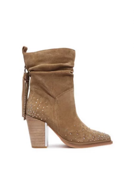 Дамски боти  от естествена кожа - Бежов