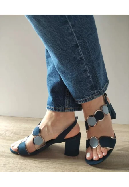 Дамски елегантни сандали  28347-42 - тъмносини/сини - Син