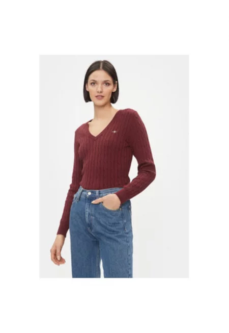 Дамски пуловер -  303284626 - Памук - XS INTL - Червен