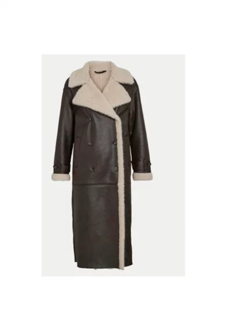 Дамско кожено палто -  304687723 - Еко кожа - Кафяв - Кафяв