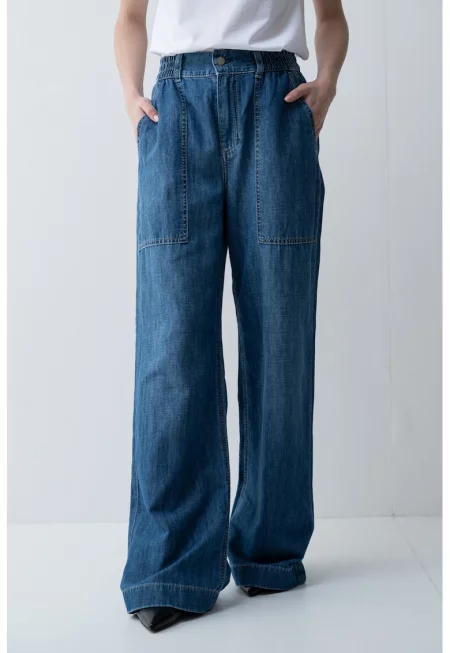 Дънки с висока талия - Тъмносин