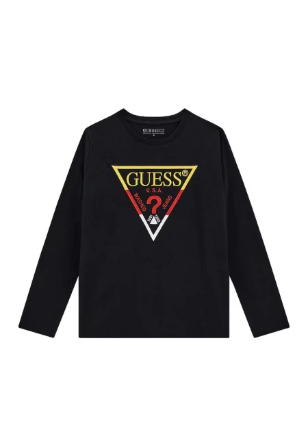 GUESS - Блуза с овално деколте и бродирано лого