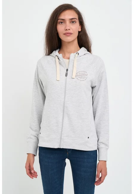 Худи с цип със скосени джобове - Сив меланж