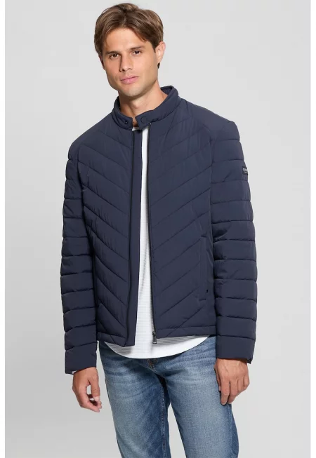 Капитонирано яке с цип - Тъмносин
