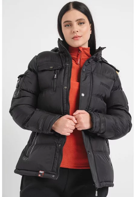Капитонирано зимно яке Bonapart с качулка - Черен