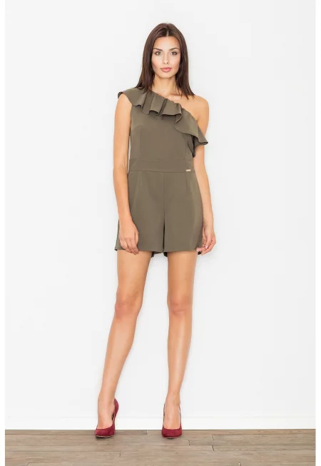 Къс гащеризон -  асиметричен - маслиненозелен - полиестер