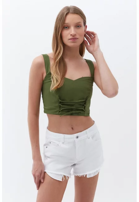 Къс топ с връзки отпред