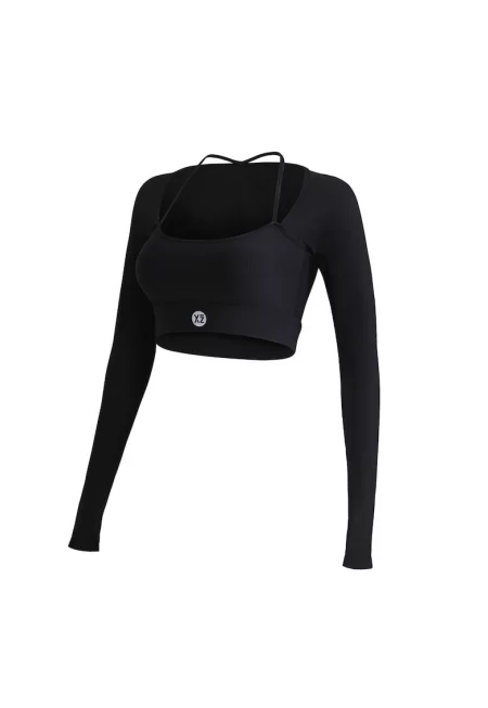 Къса спортна блуза Club Level - Черен