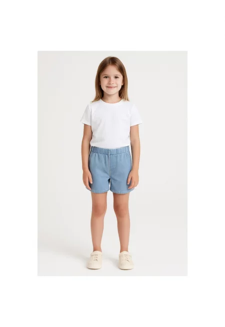 Къси дънки с памук с еластична талия