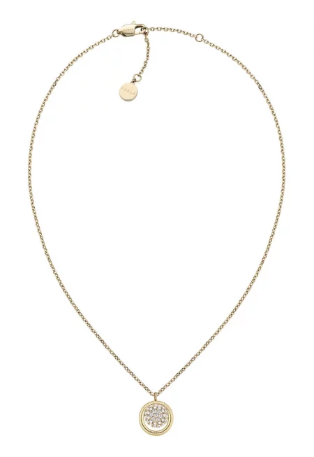 Колие от неръждаема стомана с овална висулка от кристал