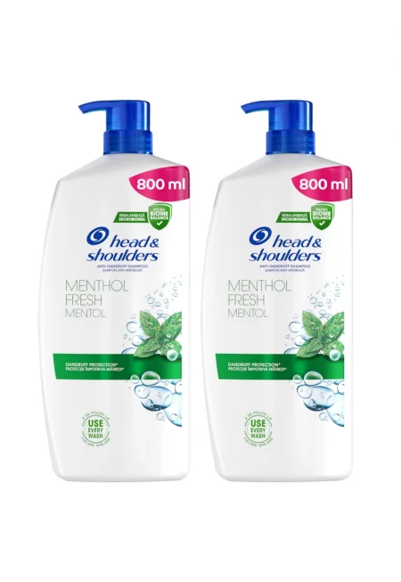 Комплект: 2 x Шампоан Head & Shoulders Menthol Fresh 2-in-1 против пърхот за всички типове коса и скалп - 800 мл