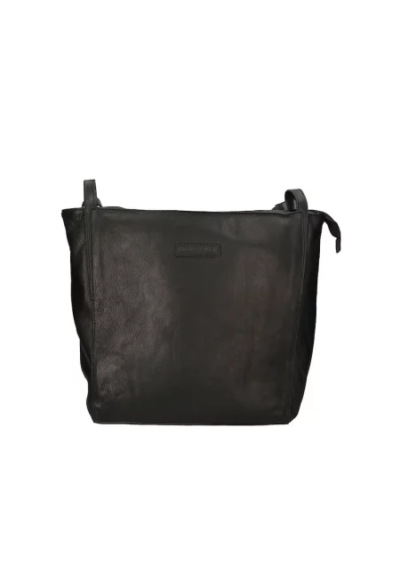 Кожена чанта с отделяща се презрамка - Черен