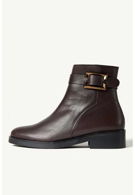 Кожени боти с каишка - Коняк кафяв