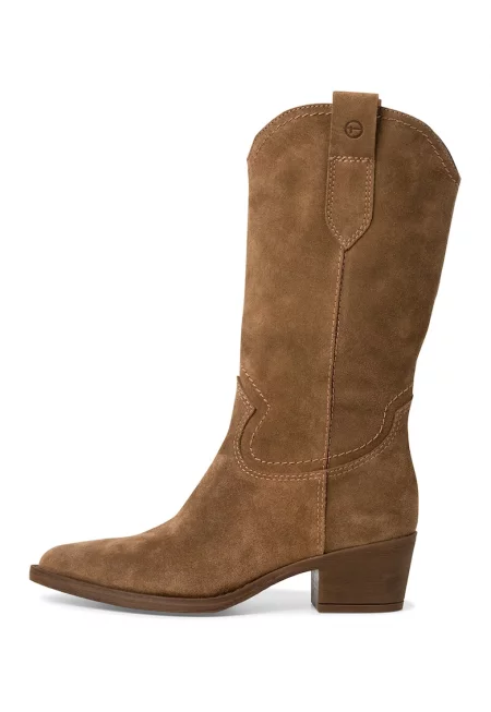 Кожени ботуши с остър ток