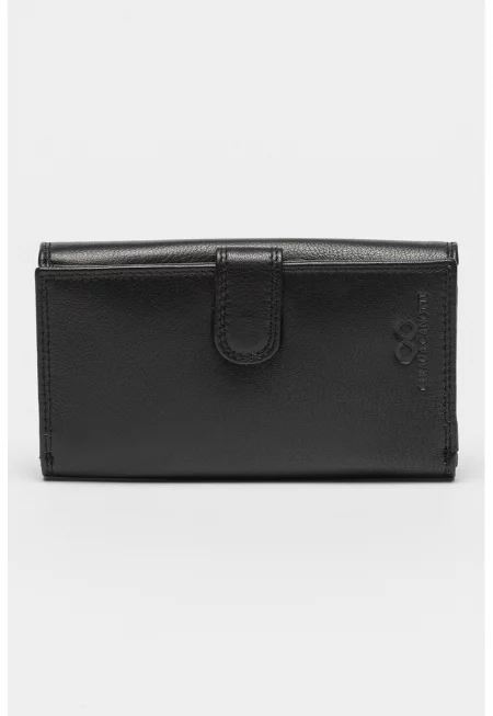 Кожено портмоне с джобове - Черен