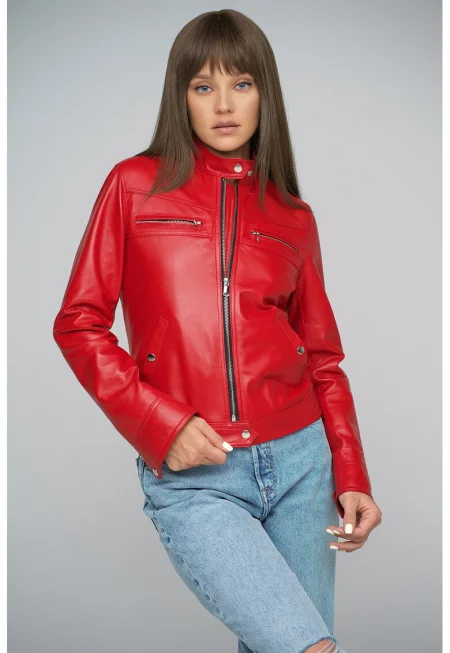 Кожено яке - Аленочервен