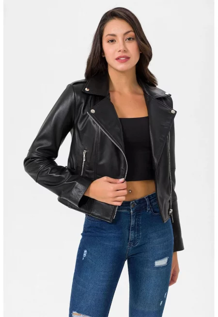 Кожено яке с раздвоен ревер