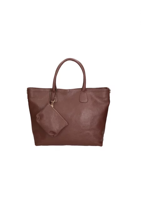 Leather Shopper Bag With Small Pouch