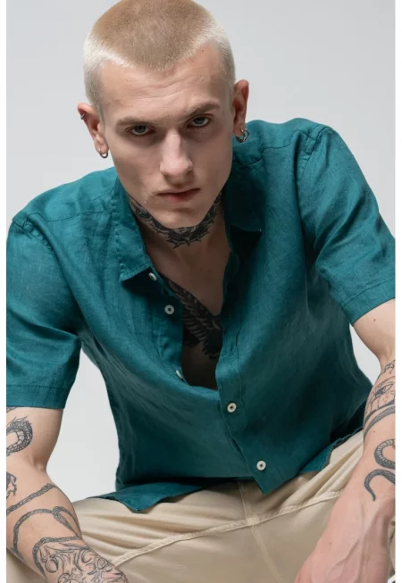 Лелена риза с къси ръкави - Персийско зелено