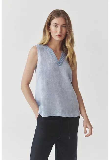 Ленена блуза Lea с бродерии - Лавандула