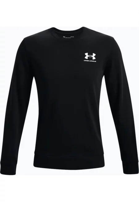Мъжка спортна тениска -  UA RIVAL TERRY LC CREW - Памук/Полиестер - Черен - Черен