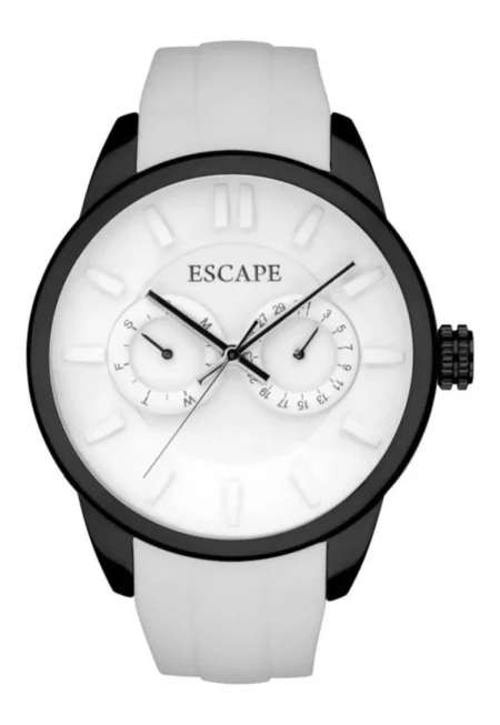 Мъжки часовник  модел ECP10782 - силиконова каишка - стоманен корпус - 42мм - водоустойчивост 5 ATM - бял/черен
