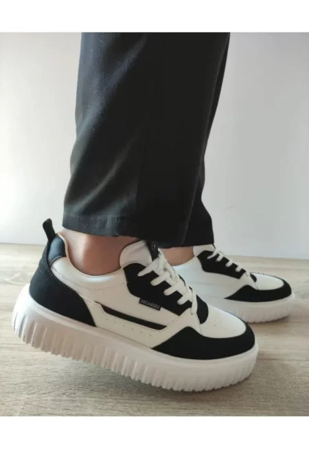 Мъжки ежедневни обувки  Y237 Бели + Черно кадифе