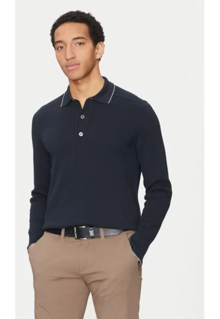 Мъжки пуловер - Marc O'Polo - 304826801 - Памук - Син - Син