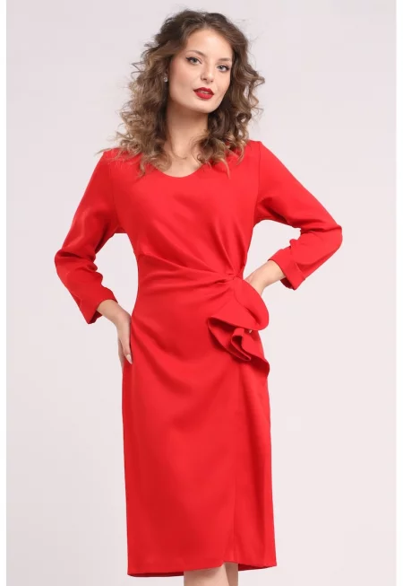 Миди рокля с набирания и дипли