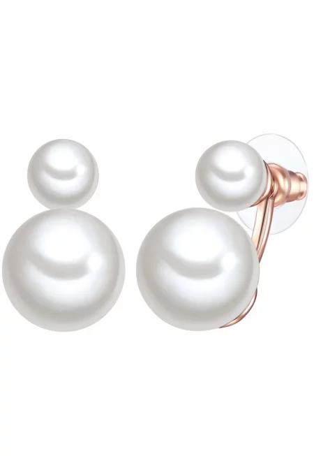Обеци с покритие от 14K злато и перли - Бял