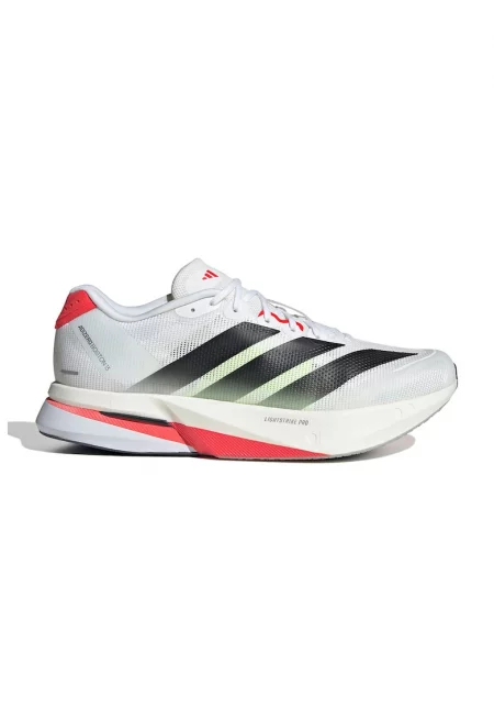 Обувки Adizero Boston със синтетика - за бягане - Бял/Черен