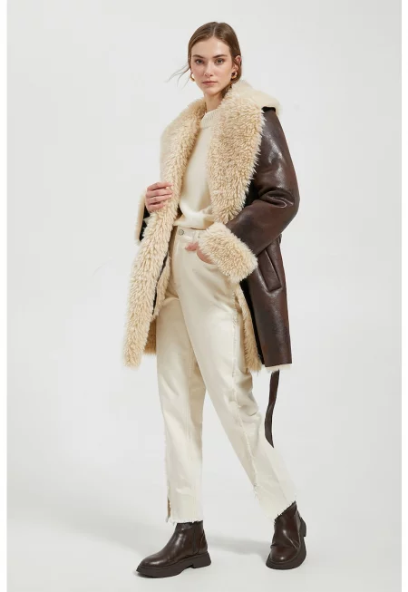 Палто от еко кожа с подплата от еко вълна