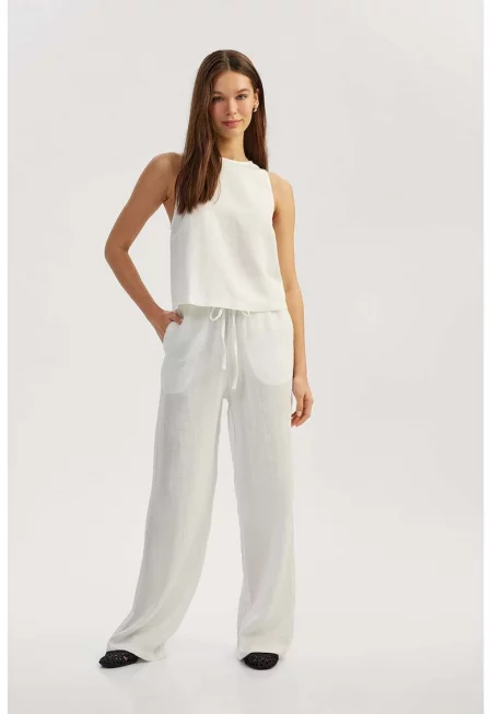 Памучен панталон с връзка
