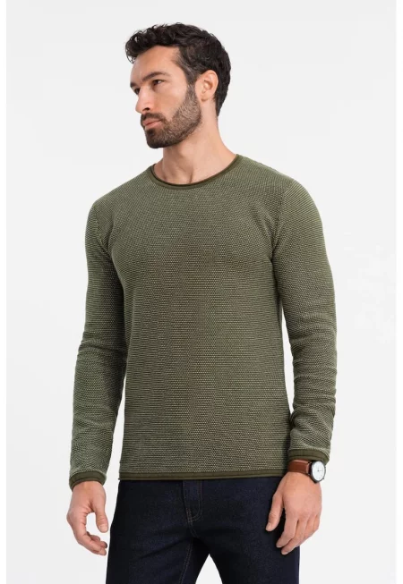 Памучен пуловер с овално деколте