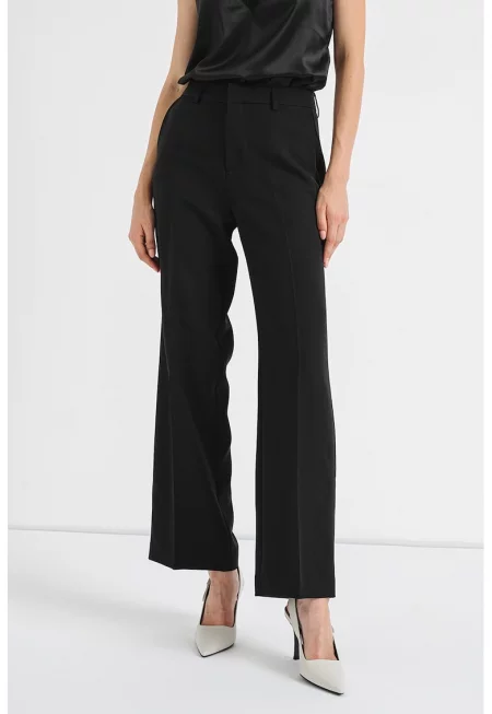 Панталон Berry с висока талия и широк крачол - Черен