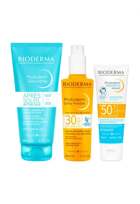 Photoderm Семеен пакет – Спрей SPF 30 200 мл - Крем за след слънце 200 мл - Минерален детски крем SPF 50+ - 50 г