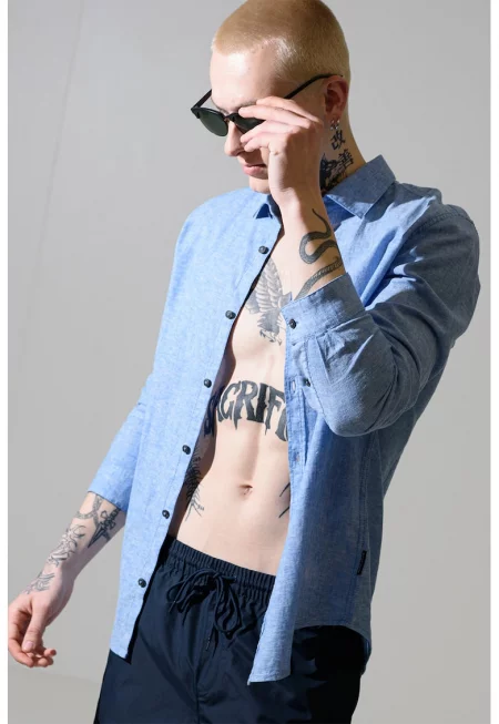 Плувни шорти с връзка и лого - Тъмносин