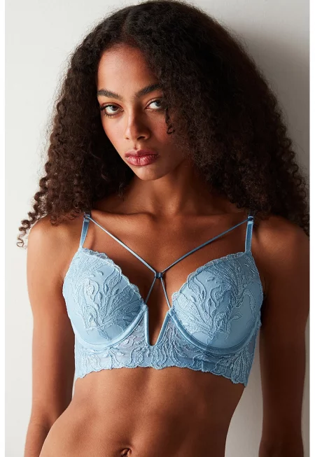 Подплатен сутиен Allure с бродерии - Ледено синьо