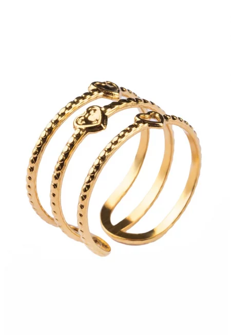 Пръстен от неръждаема стомана с позлата от 18K
