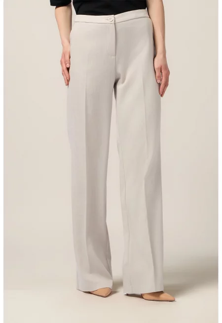 Прав панталон с висока талия - Светло сив