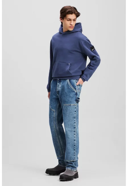 Прави дънки с много джобове - Пастелносин