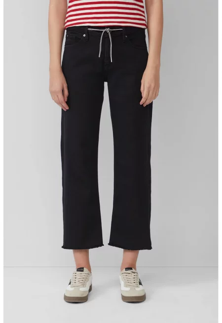 Прави дънки с незавършени подгъви - Избеляло черно