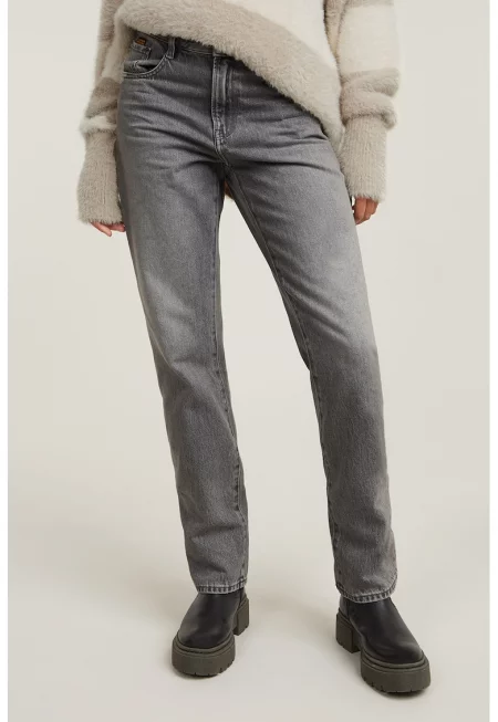 Прави дънки с висока талия - Сив