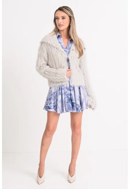 Пухкав пуловер - Светло сив