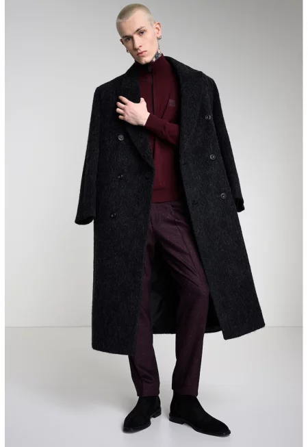 Пуловер Kanobix с къс цип и висока яка - Бордо