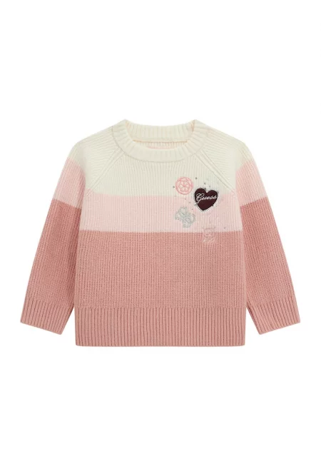 Пуловер с цветен блок и ръкави реглан