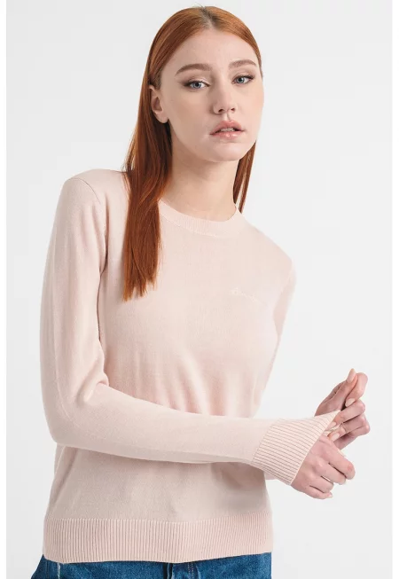 Пуловер с вълна - Бледо розово